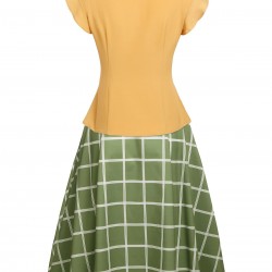 2PCS  Bow Plaid Blouse & Skirt