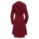 Wine Red  Solid Button Coat