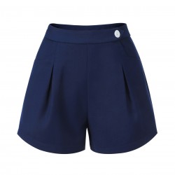 2PCS  Black Curves Blouse & Navy Blue Shorts