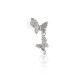 Butterfly Diamond Pearl Asymmetric Earrings