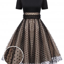 Black  Polka Dot Swing Vintage Dress