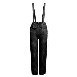 Black  Solid Suspender Pants