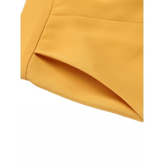 Yellow  Ruffled Pockets Shorts