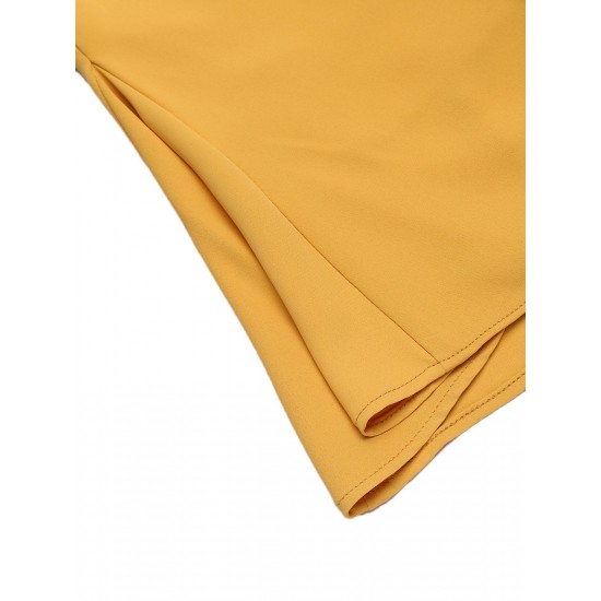 Yellow  Ruffled Pockets Shorts