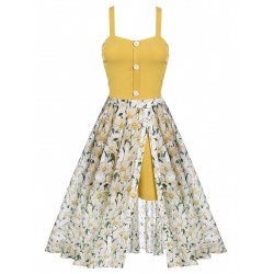 Yellow  Romper & White Floral Skirt