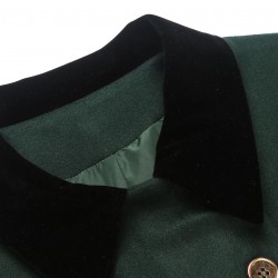 Dark Green  Solid Button Coat