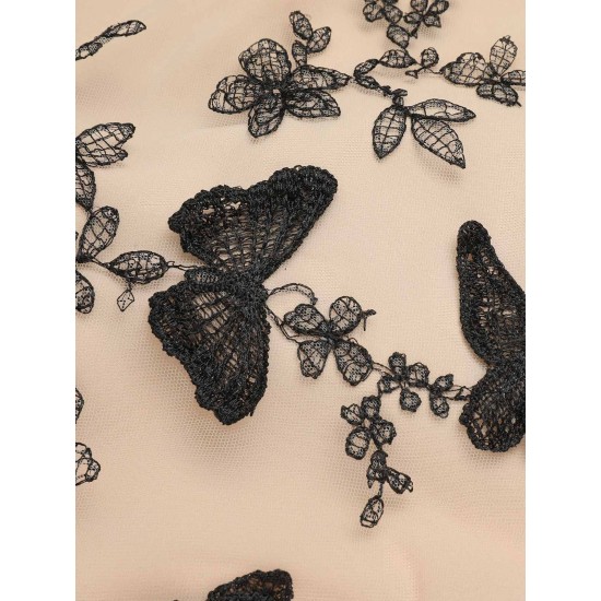 Black  Butterfly Patchwork Vintage Dress