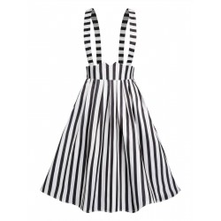 Black & White  Stripes Suspender Skirt
