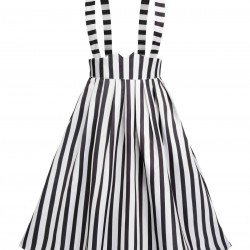 Black & White  Stripes Suspender Skirt