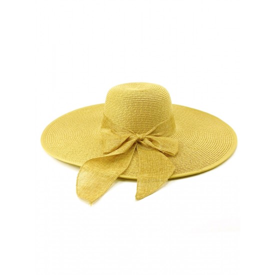 Ribbon Wide Brim Raffia Sun Hat