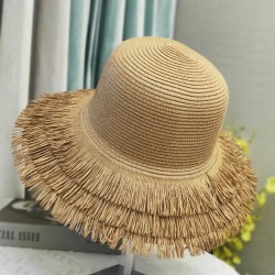  Solid Tassel Raffia Sun Hat