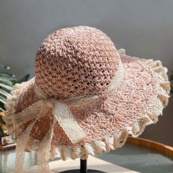  Hand-Made Lace Bow Sun Hat