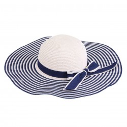 Navy Blue  Classic Stripes Straw Sun Hat