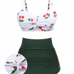 2PCS  Cherry Halter Bikini Set