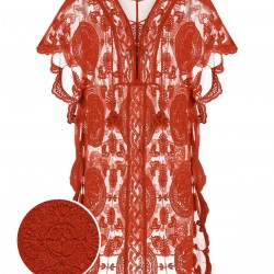 Red  Embroidery Hollow Wrap Cover-up