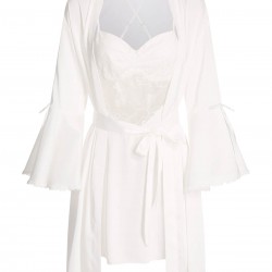 2PCS White  Lace Patchwork Nightgown